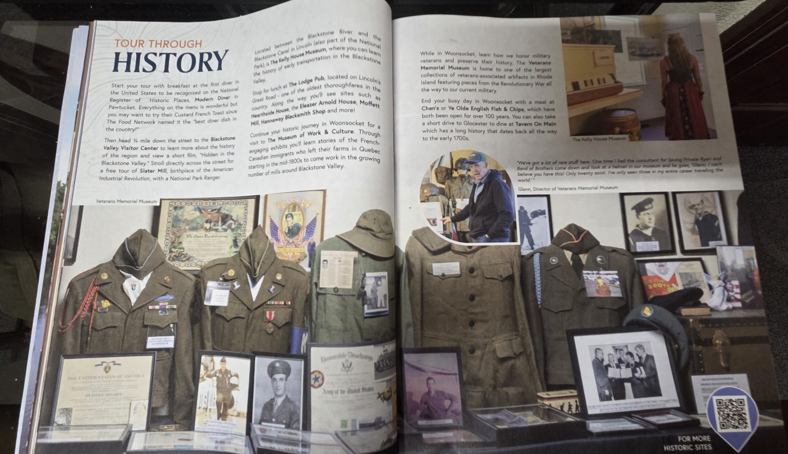 Military uniforms, memorabilia, and photographs displayed at the Veterans Memorial Museum, showcasing local history and honoring veterans.